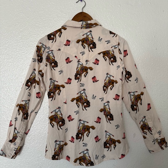 Wrangler Retro shirt Cream Western Print Horses de Button-Up Women’s size xs - Picture 13 of 13
